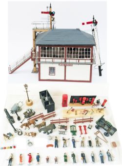 O gauge accessories to include a scratch built model of Dent Station Midland Railway signal box with