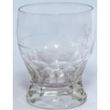 Pullman spirit tot glass, cut glass measuring 2.5in tall and 2in diameter at the top. In mint