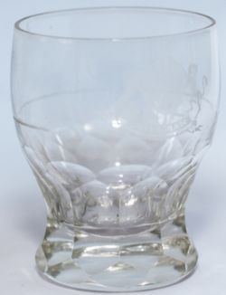 Pullman spirit tot glass, cut glass measuring 2.5in tall and 2in diameter at the top. In mint