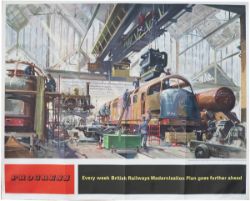 BR Poster PROGRESS by Terence Cuneo, quad royal size 50in x 40in. An image of a Warship Class