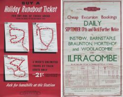 A pair of posters: BR(S) DR HOLIDAY RUNABOUT TICKETS 1961. Shows the lines in North Cornwall and