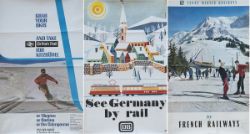 Posters x 6 all European to include, Finland, DB see Germany by Rail, SNCF Sunny Winter Holidays,