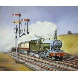 Original oil painting on canvas of GWR Hall 4-6-0 5941 CAMPION HALL near Twyford by Joe Townend GRA.