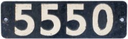 Smokebox number plate 5550, ex GWR Collett 2-6-2 T, built in 1928 and withdrawn in 1952 from 87H