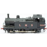 O gauge model steam locomotive LMS Fowler 3F Jinty 0-6-0T 7258 in LMS black livery, built and