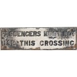 GNR cast iron sign PASSENGERS MUST NOT USE THIS CROSSING. In original condition, measures 47in x