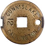 Tyers No9 brass single tablet GUNNISLAKE CALLINGTON 21, from the former Plymouth, Devonport and