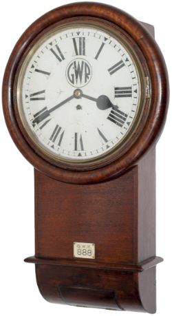 GWR 12in mahogany cased drop dial trunk fusee clock. An early GWR clock supplied by Skarratt or Kays