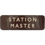 BR(W) FF enamel doorplate STATION MASTER measuring 18in x 6in. In good ex station condition.