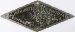 Diesel cab worksplate NORTH BRITISH LOCOMOTIVE COMPANY LTD GLASGOW 1961, diamond shaped cast