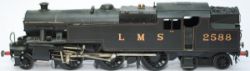 O gauge model steam locomotive LMS Stanier 2-6-4T 2588 in LMS black livery, built and painted to a