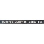 GWR cast iron signal boxboard DURSTON JUNCTION SIGNAL BOX measuring 110in x 9in. From the 71 lever