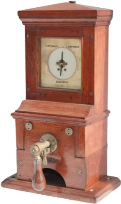 LNWR mahogany cased pegging route indicator. The dial reads FLEETWOOD, LONGRIDGE, LANCASTER and