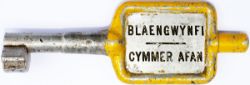 Tyers No9 single line aluminium key token Configuration D BLAENGWYNFI - CYMMER AFAN. In ex railway