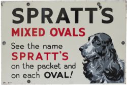 Advertising enamel sign SPRATTS MIXED OVALS SEE THE NAME SPRATTS ON THE PACKET AND ON EACH OVAL,