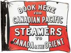 Advertising enamel double sided wall mounting type CANADIAN PACIFIC STEAMERS TO CANADA AND THE