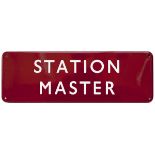 BR(M) FF enamel doorplate STATION MASTER measuring 18in x 6in. In virtually mint condition.