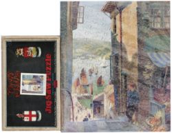 GWR wooden jigsaw by Chad Valley A CORNISH FISHING VILLAGE, 150 pieces with original black label