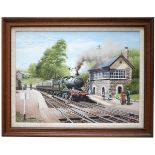 Original oil painting by DON BRECKON dated 1987 of GWR COLLETT 0-6-0 No 3201 at TALLYLLYN