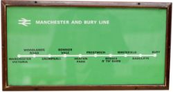 Carriage print route diagram for the MANCHESTER & BURY LINE, 20in x 10in and in original frame