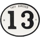 Rhymney Railway cast iron Bridge plate TAFF BARGOED 13. From over bridge 3 miles 54.5 chains from