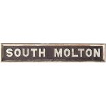 GWR running in board SOUTH MOLTON. This was the one situated on the Up platform, the line closed