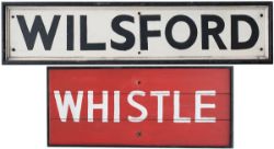 GN signal boxboard WILSFORD, wood with painted letters, measures 56in x 13in. Together with