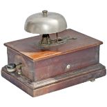 GWR mahogany cased block bell with mushroom type bell, in original condition.