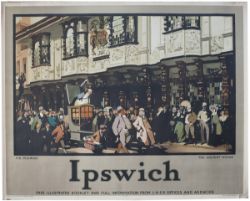Poster LNER IPSWICH by Fred Taylor. Quad royal 40in x 50in, a view of Mr Pickwick and the Ancient