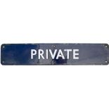 BR(E) enamel doorplate PRIVATE measuring 18in x 3.5in. Good original condition with a couple of