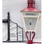 LYR platform lamp with glass lamp tablet HENSALL. Nicely restored and complete with a professionally