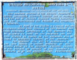 Cast iron Bus trespass sign UNITED AUTOMOBILE SERVICES LTD re THIS OMNIBUS STATION IS THE PRIVATE