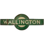 Southern railway enamel target sign WALLINGTON, in fair condition with some loss of enamel. A rare