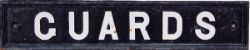 GWR cast iron Pre-grouping Doorplate GUARDS. Restored front and rear, a rare GWR doorplate.