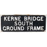 GWR cast iron ground frame boxboard KERNE BRIDGE SOUTH GROUND FRAME. Measures 46in x 18in, in ex