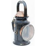 GWR 3 aspect coppertop handlamp with original etched GWR front lens and original reservoir and GWR