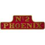 Nameplate No2 PHOENIX cast brass ex Hawthorn Leslie 2611 of 1905. New to Nailstone Colliery Co. Ltd,