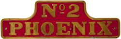 Nameplate No2 PHOENIX cast brass ex Hawthorn Leslie 2611 of 1905. New to Nailstone Colliery Co. Ltd,