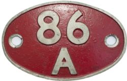 Shedplate cast aluminium 86A CARDIFF CANTON 1963-1973. Probably ex diesel Hydraulic locomotive. Rear