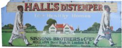 Advertising enamel HALLS DISTEMPER FOR HEALTHY HOMES. SISSONS BROTHERS & CO LTD HULL & 199 BORO'