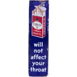 Enamel fingerplate sign CRAVEN A WILL NOT AFFECT YOUR THROAT. Semi pictorial measuring 13in x 3.