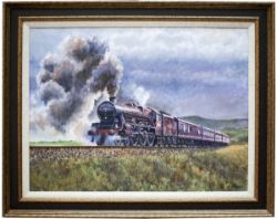 Original oil painting on canvas of LMS Jubilee 45699 Galatea on Shap by Robert Nixon GRA. Painting
