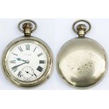 LNER nickel cased pocket watch with a Swiss Record 15 Jewel movement, the rear of the case