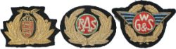 A set of 3 Railway Air Services cloth and gilt rope cap badges: RAS (railway Air Services), CIA (