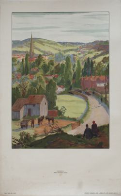 Poster London transport DORKING by C. Cundall. Double Royal 25in x 40in, a pleasant view of the