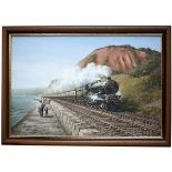 Original oil painting by DON BRECKON dated 1977 of GWR King, KING EDWARD I No 6024 along the sea