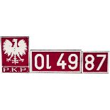 Polish State Railways cabside numberplate set ex PKP CLASS 0149 2-6-2 No87. The 3 plates have been