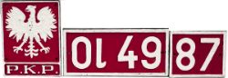 Polish State Railways cabside numberplate set ex PKP CLASS 0149 2-6-2 No87. The 3 plates have been