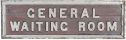 GWR wooden and cast iron station sign GENERAL WAITING ROOM. In good original condition measuring