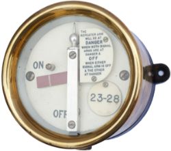 GER/GNR shelf mounted brass cased splitting signal repeater. Complete with it's ivorine number plate